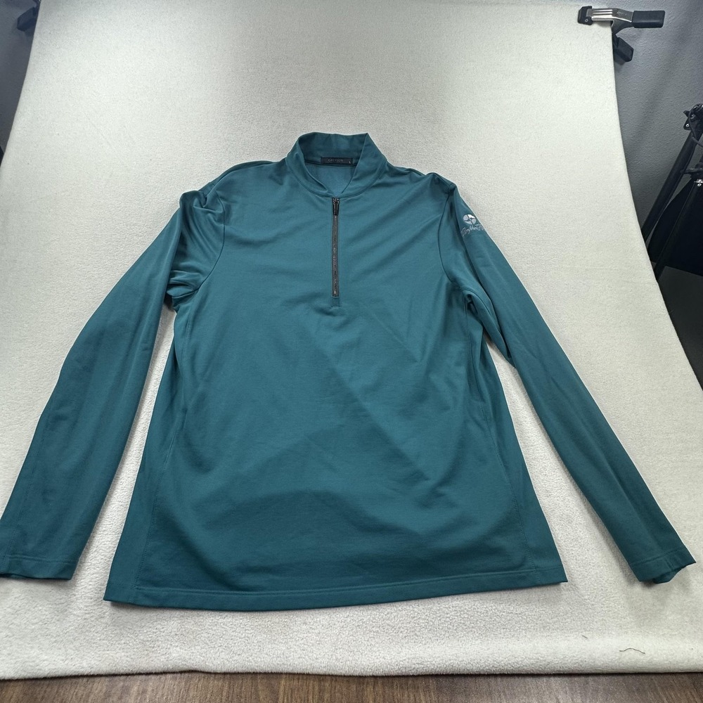 Greyson Siasconset Pullover Mens Large Green 1/4 Zip Mock Neck Golf Stretch